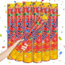 Confetti Cannon - Juego de 6 poppers de confeti multicolor para fiesta biodegradables, 12 pulgadas, confeti para boda, graduación, cumpleaños, compromiso, aniversario, Navidad, Año Nuevo, celebración - como en la imagen - Ver 1