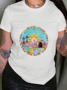 Camiseta de Mujer: Han sucedido muchas cosas en los últimos tres días. Camiseta estampada con diseño, de manga corta y cuello redondo, estilo casual, adecuada para verano y primavera, ropa de mujer, Tops para Mujer. - Blanco - Ver 12