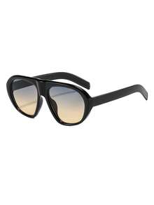 1 Pair Men's Large Frame Fashion Personalized Glasses, Suitable For Fishing, Beach Vacation, Street Photography - Glossy Black - View 3