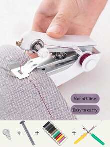 1 pieza Máquina de coser manual portátil y mini, máquina de coser pequeña para uso doméstico, color blanco - Multicolor - Ver 8