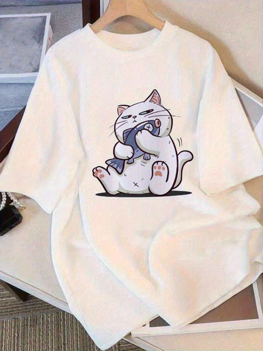 2026 New ArrivalPlayera de mujer,con su estampado único, destaca entre la multitud.Confeccionada en un tejido de algodón cómodo y transpirable, es la opción perfecta para el día a día en casa, vacaciones informales y fiestas. Oferta flash Nuevo modelo 2026 Recomendado por muchas personas DDUBSoft Camiseta de mujer de algodón 100% transpirable y a la moda para uso diario con estampado gráfico - Blanco - Ver 1