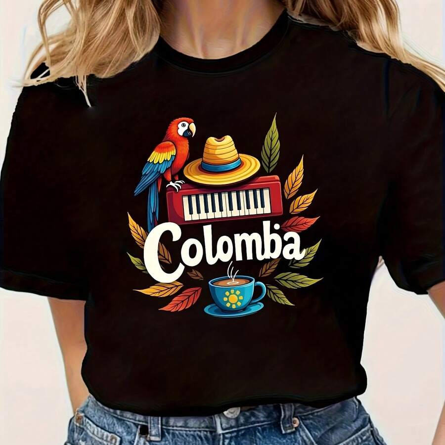 Women's T-Shirt With Tooth And Toothpaste Print, Short Sleeve - Black - View 1