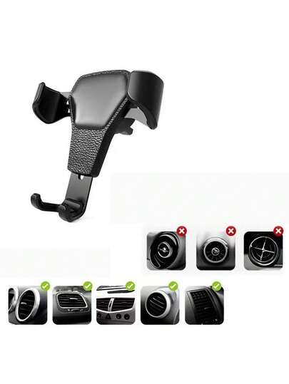 1 chiếc giá đỡ điện thoại trên xe hơi bằng chất liệu giả da, kẹp đa chức năng chống rung, màu đen