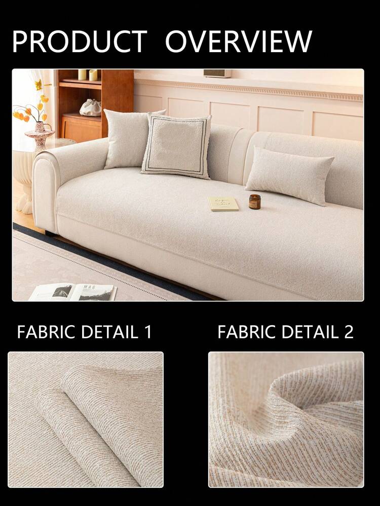 1 chiếc vỏ đệm sofa bằng vải chenille mềm mại, bảo vệ ghế sofa đa năng dùng được cả bốn mùa, vỏ bọc sofa chống trượt tối giản hiện đại, chống bụi và có thể giặt được, tươi mới và thời trang, thân thiện với thú cưng, phù hợp với sofa hình chữ L và sofa 1/2/3/4 chỗ ngồi. - Màu be - Xem 9