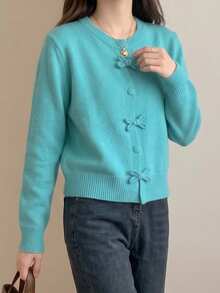 JIANHU Spring Butterfly Knit Cardigan, Short Design, Suitable For Petite Figure, Elegant Versatile, Create Fashionable Look - Royal Blue - View 9