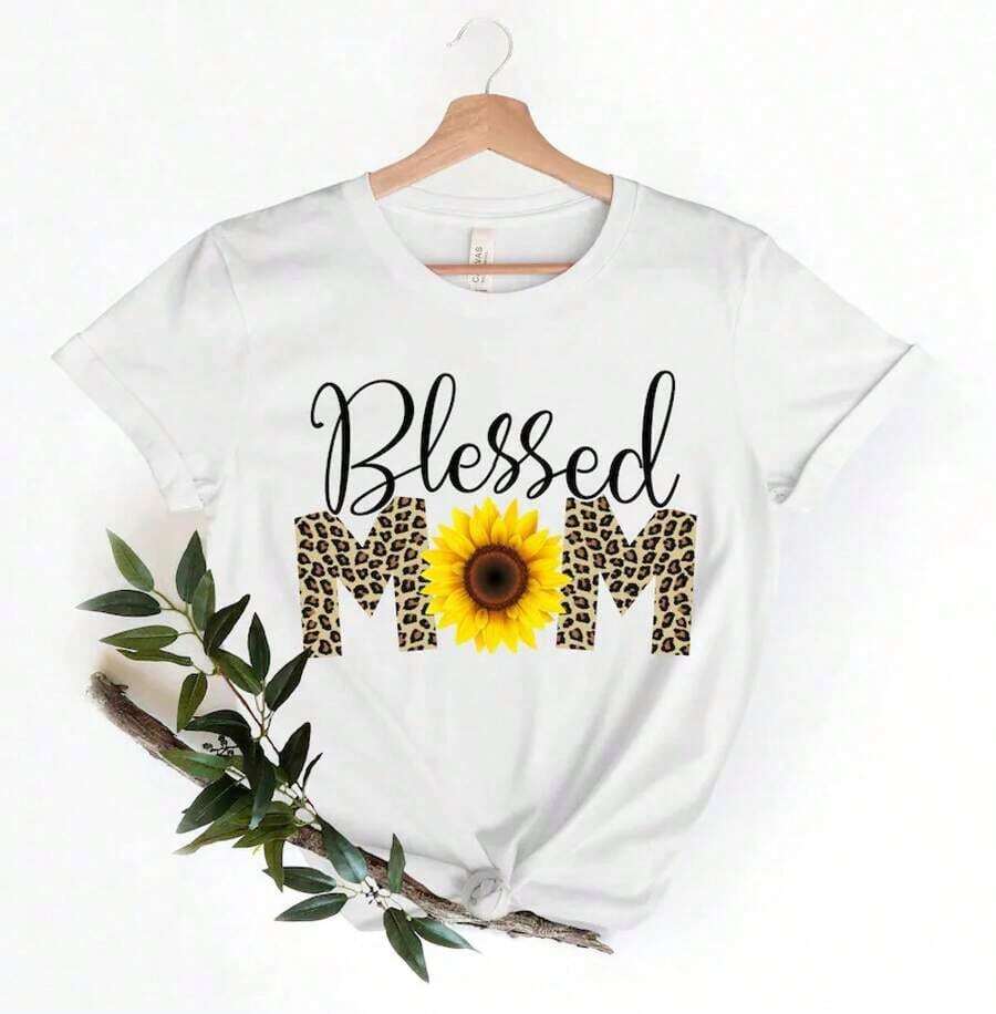 1 camiseta "Madre Bendita", Feliz Día de la Madre, Mejor Mamá, Regalo para Mamá, Regalo para Futura Mamá, Regalo para Ella, Camiseta del Día de la Madre, Regalo de Cumpleaños para Mamá, 180g Algodón 100% - Blanco - Ver 1