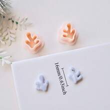 2pcs/Set Coral Shaped Polymer Clay Cutters For Earrings & Jewelry Making, Summer Ocean Series Soft Pottery Clay Molds For Pendant & Necklace Decoration Handmade, Embossing Coral Reef Earring Cutter Set - Beige - View 14