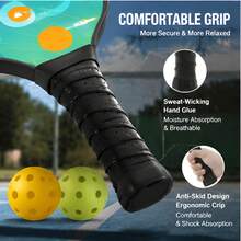 Ensemble complet de raquette de pickleball BSKT T700 en fibre de verre, corps monobloc, grip ergonomique confortable résistant à l'usure et anti-déformation, raquette d'entraînement pour étudiants débutants en intérieur/extérieur avec balle PE, exercice et amélioration de la coordination main-œil, panneau en fibre de verre T700 haute résistance, anti-pliage et non déformant, manche ergonomique antidérapant et absorbant la transpiration, ensemble complet comprenant la raquette et la balle d'entraînement PE, convient aux personnes sans base pour la pratique quotidienne, les jeux de loisirs, la salle de sport intérieure, la cour extérieure et la pelouse, exercice efficace de la coordination main-œil - Multicolore - Voir 5