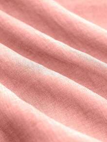 Pantalones de pierna ancha con cintura alta elástica y bolsillos fruncidos en azul marino, con decoración elegante de cinta estampada, versátiles para ocasiones casuales, formales, de fiesta y de vacaciones en primavera/verano - Rosa - Ver 3