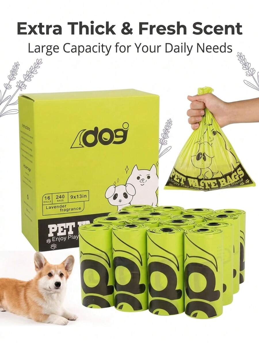 Extra Large Lavender Scented Bags, Thick Leak-Proof Pet Waste Bags, Polyethylene Material, Suitable For Cats, Puppies, Large Animals And Small Animals - Multicolor - View 1