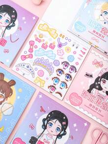 Autocollants de déguisement de princesse de dessin animé, autocollants d'art de maquillage, autocollants de haute qualité faits à la main pour les filles, fournitures artisanales éducatives pour les enfants, matériaux de scrapbooking - Multicolore - Voir 2