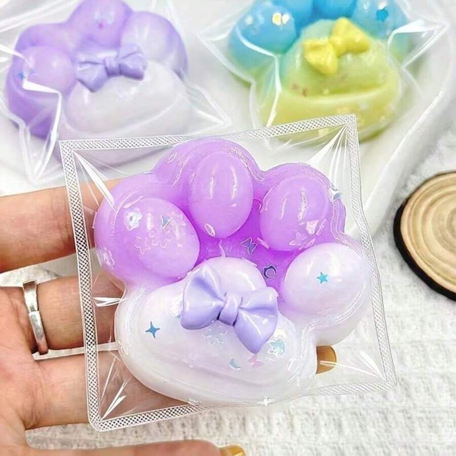 1pc Caramel Gradient Cat Paw Squeeze Toy | Cat Paw Squeeze Toy | A Soothing Sensory Toy, Perfect As A Classroom Reward Or Party Gift. Suitable For Children And Adults, A Top Choice For Birthday/Christmas/Halloween Holiday Gifts.