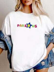 Women's Casual T-Shirt With Pars R US Print, Grime Hip Hop Urban Rap Style, London Fashion - White - View 7