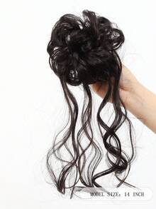 Fashion Synthetic Hair Bun Claw Clip Natural Black Fluffy Wig Hair Rope Brown Curly Hair Wig Hair Clip Women - Multicolor - View 3