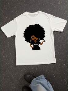Camiseta ajustada con retrato y longitud regular - Blanco - Ver 1