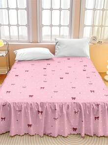 Pink Floral Ruffle Bed Skirt Set, Red Tulip Print Ruffle Bed Skirt, Soft Microfiber Material, Fits Queen, King, Twin, Full Size Mattress, Aesthetic Bedroom Decor - Multicolor - View 17