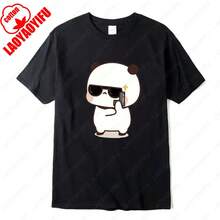 Kawaii Bubu Dudu Couple T-Shirt, Panda Bears Are Spy Love Things, Couple T-Shirt, Cute Matching Cotton T-Shirt, Casual T-Shirts For Men And Women - 黑2 - 查看 8