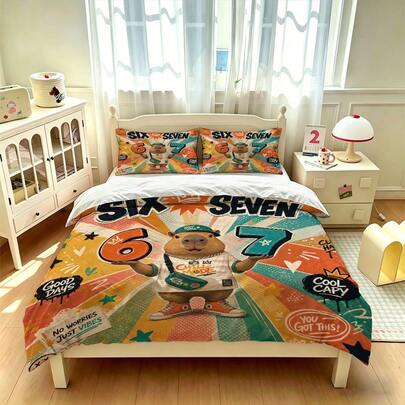 Bộ chăn ga gối in hình số 6 và 7 gồm 3 món, chất liệu vải polyester, bao gồm 1 vỏ chăn + 2 vỏ gối, không kèm ruột chăn, chăn ga gối cá nhân hóa, vỏ chăn mềm mại và thoải mái, nhiều kích cỡ đáp ứng nhu cầu khác nhau, phù hợp cho bé trai, bé gái, người lớn, thanh thiếu niên, các cặp đôi, phòng ngủ, phòng khách, cỡ King Size, món quà hoàn hảo cho bạn bè và gia đình.