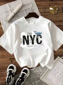 Playeras Holgadas Transpirables para Mujer, 23rd Nyc Brooklyn% - Blanco - Ver 2