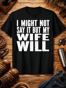 Camiseta con Frase Divertida sobre la Esposa - "No lo digo en voz alta, pero mi esposa lo entiende" - Regalo Divertido para Esposos/Esposas/Parejas - Camiseta de Algodón Puro Suave y Antiencogimiento (Tallas S-3XL) - Regalo Unisex para Cumpleaños o Aniversario - Negro - Ver 1