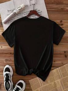 Y2K Style Casual Short Sleeve Top, Elegant And Stylish For The Beach - Unisex Loose Cotton T-Shirt With Vintage Urban Style, Round Neck And Short Sleeves - Cool Summer Clothes For Women - 黑色 - 查看 2