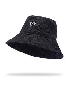 Black Pleated Textured Fisherman Hat, Self-Contained High-End 3D Texture, Rhinestone Heart Decor Exquisite And Sweet, Wide Brim Flattering Face Shape And Sun Protection, Lightweight Breathable Fabric Suitable For Spring/Summer, Suitable For Commuting, Dating, Gentle Mature Style, Easily Creates A Gentle And Elegant Atmosphere. - Fisherman's Hat - View 14
