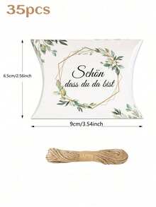 Customize Thank-You Gift Box,Party Candy Box With Hemp Rope,Wedding Party Gifts, Geometric Pattern And Eucalyptus Leaf Design,Guest Gift - Multicolor - View 17