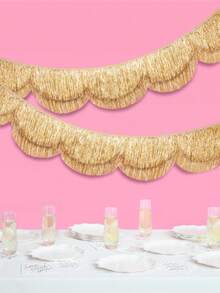1pc Gold Fan-Shaped Layered Tassel Garland - Women's Birthday Decoration, Shiny Tassel Garland, 5ft Tassel Hanging Decor, Gold Birthday Decor, Bachelorette Party Decoration, Birthday Party Decoration, "Happy Birthday" Banner, Photo Backdrop Garland, Bride-To-Be Party Garland, Valentine's Day Decoration - Multicolor - View 5