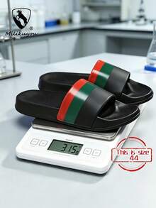 [Spring/Summer New] Men's Sports Slippers, Thick & Durable EVA Sole, Black/Red/Green Fashionable Colors, Plus Size Non-Slip Slides, 2CM Heel Height, Size 36-50, Slip-On House Slippers, Shower Shoes, Indoor Sandals, Extremely Comfortable, Lightweight, Non-Slip, Suitable For Summer Casual, Outdoor, Beach And Vacation. - Black - View 3