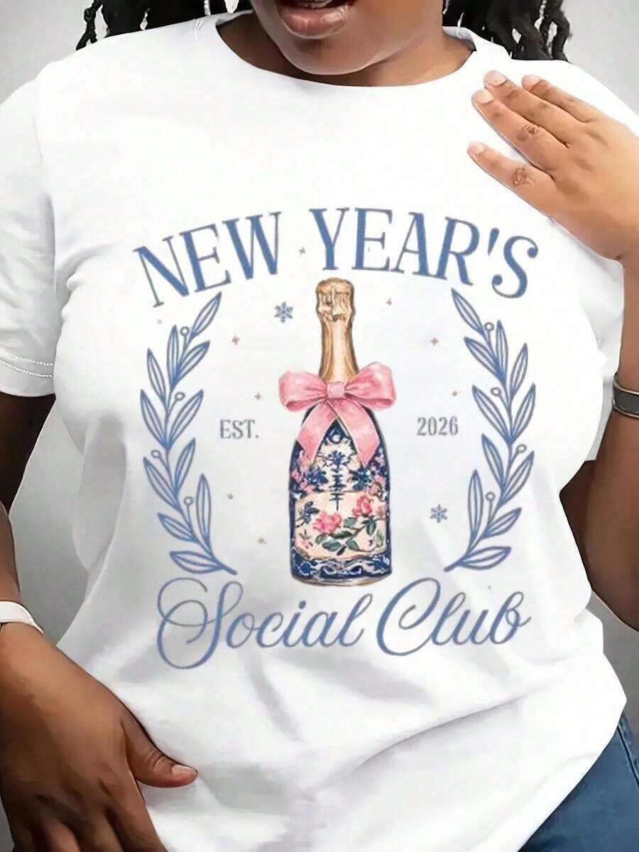 Camiseta Moderna Minimalista Coqueta de Año Nuevo, Camiseta Preppy de Año Nuevo 06, Camiseta de Club Social de Año Nuevo con Estilo Chinoiserie, Camiseta de Año Nuevo 06, Regalo Casual para el Día a Día 06 - Blanco - Ver 1