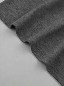 Camiseta de manga corta con cuello en V minimalista, camiseta suelta con cintura ceñida para mujer - Gris Oscuro - Ver 4