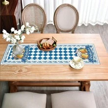 1pc Funny Oktoberfest Element Pattern Table Runner, Blue White Yellow Color, Retro Style, Rectangular, Home Decor, Suitable For Family Gathering, Indoor/Outdoor Decoration, Entryway, Coffee Table, Living Room Ambiance, Kitchen Dining, Holiday Natural Gift - Blue and White - View 8