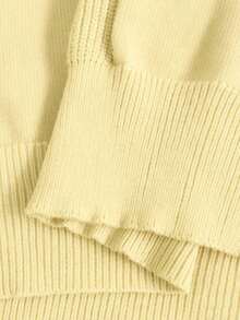 Blusa de punto de manga corta con cuello, lazo delantero y ajuste ceñido, en color block negro y blanco, para primavera/verano - Amarillo - Ver 6