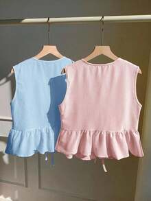 2 piezas Blusas de verano de moda 2026 para mujeres, para vacaciones, primavera, Día de San Valentín, salir, verano, primavera, Día de San Valentín, carnaval, playa, fiesta de cumpleaños, boda, salir.Top sin mangas rojo, top sin mangas rosa, - Multicolor 9 - Ver 2