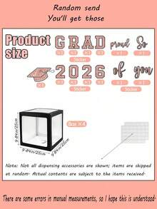 2026 Graduation Party Decorations, Rose Gold Graduation Decorations, 2026 Graduation Gift Box Ribbons With Letters, 2026 Graduation Party Supplies, Pink University Graduation Party Supplies - Graduation Black Pink Balloon Box - View 2