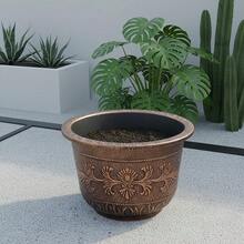 4.81 加仑防锈花园种植盆，特大号红色和铜色几何图案树脂花盆 | 户外装饰圆形种植盆，适用于庭院景观 | 2.17 加仑水培容器，用于花园装饰 - 新款 - 查看 6