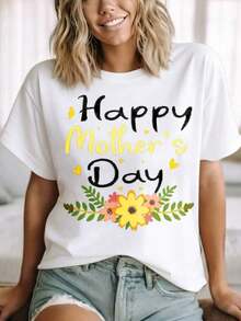 Camiseta con Diseño Floral para el Día de la Madre para Mujer, Idea de Regalo para Celebrar la Maternidad, Ropa para Ocasiones Especiales - Estilo Vintage Urbano, Unisex, de Algodón, Manga Corta, Cuello Redondo, 100% Algodón - Blanco - Ver 3
