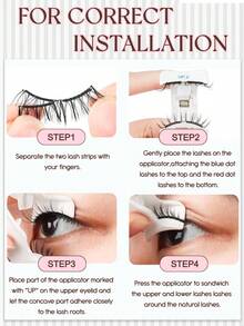 1对 PALM LASHES 升级版狐狸眼磁性假睫毛，无需胶水，自然轻盈的磁性假睫毛，可重复使用，柔软磁性假睫毛，打造猫眼妆效，易于佩戴和卸除 - 查看 8