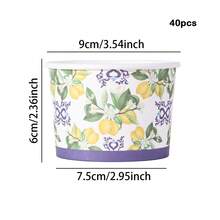 10/20/40 piezas, vasos desechables para helado con estampado de limón y flores vintage, cuencos de papel estilo mediterráneo para aperitivos, vajilla de grado alimenticio de 9 onzas reforzada, ideal para fiestas de cumpleaños, despedidas de soltera, picnics en el jardín y eventos con temática de verano - Multicolor - Ver 9