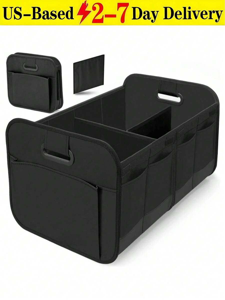 [Delivery Within 2-7 Days In The United States] Space-Saving Multipurpose Car Trunk Organizer With Mesh Pockets And Sturdy Carrying Handles Durable Expandable Auto Cargo Storage Caddy For Active Individuals And Commuting Adults Flexible High-Capacity SUV Boot Storage Bag For Organizing Vehicle Cleaning Supplies Tools And Outdoor Gear Comprehensive Auto Tidy Storage Box Car Interior Accessories And Trunk Organizers Container - Multicolor - View 1
