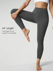 2026 GLOWMODE Featherfit™ High-Waisted Leggings With 24" Side Pocket - Dark Grey - View 2