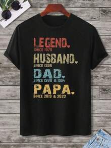 Leyenda desde 1970, esposo desde 1996, padre desde 1988 y 1994, papá desde 2019 y 2022. Camiseta para hombre, regalo para el Día del Padre, regalo de cumpleaños, camiseta para celebrar el papel familiar. - Negro - Ver 5