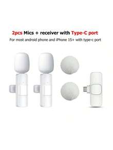 Wireless Lavalier Microphone For Smartphone, Plug-Play Wireless Microphone For Video/Audio Recording, Clip On Lapel Mic For Interview/Vlog/Teaching - White - View 10