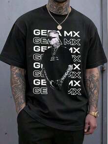 Men's Gera MX Character Print T-Shirt, Casual Short Sleeve Crew Neck T-Shirt For Spring And Summer, 100% Cotton, 220g Thick Cotton. T9KG - 1 - 查看 6