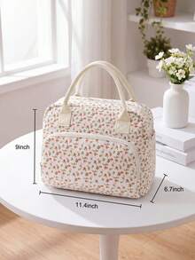 1pc Insulated Lunch Bag For Women,Lunch Tote Bag, Lunch Box Bag,Outdoor Picnic Insulated Bag,Student Thickened Cute Lunch Bag, Reusable Lunch Tote Bag, Portable Picnic Ice Bag For Work, Picnic, School Or Travel Lunch Box Bag School Supplies Stuff Accessories Bag For School School Accessories School Stuff For Traveling Waterproof Bag Insulated Lunch Bag Lunchbox - 紅色花朵 - 查看 2