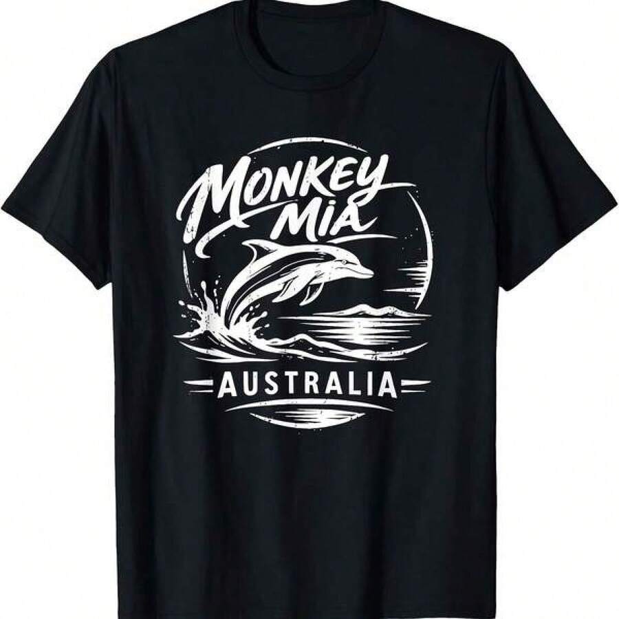Camiseta con Gráfico Costero de Delfín de Monkey Mia Australia - Negro - Ver 1