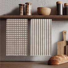 MEMNUN Conjunto de 2 panos de prato de microfibra super macios com estampa geométrica xadrez bege, 40 x 60 cm (15,75 x 23,62 pol.), ideais para decoração de cozinha, preparo de alimentos, chá e outras refeições. Laváveis à máquina, perfeitos para sala de jantar, cozinha, uso diário e como presentes. Ideais para todas as estações do ano. - Multicolorido - Ver 1