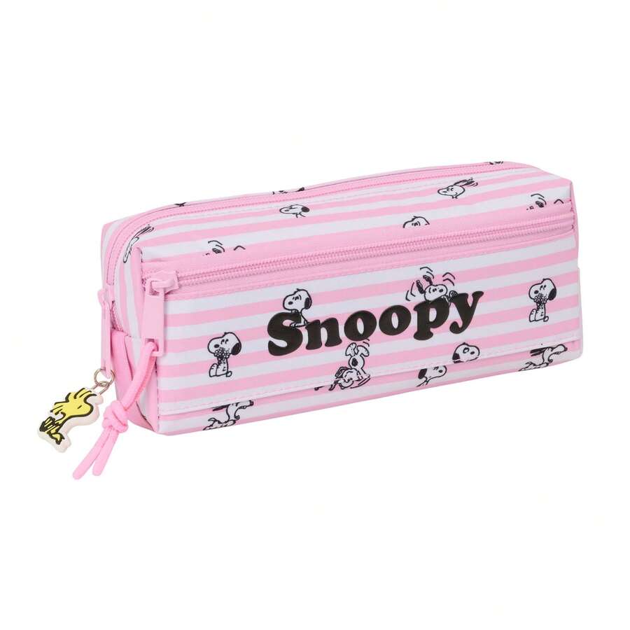 Safta Snoopy 兒童雙層鉛筆盒,附兩個隔層與拉鍊,背面附彈性帶可固定,開學季文具收納袋 - 三重 Peq (2) - 查看 1
