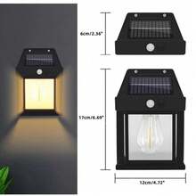 Luminária Arandela Vintage Placa Solar Lâmpada Externa Moderna Decoração Com Sensor Recarregável - Multicolorido - Visão 8