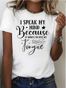 Camiseta Casual Gráfica Elegante para Mujer con Diseño Único y Casual, Tela Suave, Ropa Casual con Detalles Decorativos como Corazones y Estrellas. - Blanco - Ver 1